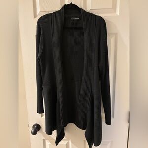 Bianca Nygard Elegant Black Ribbed Open Cardigan Large